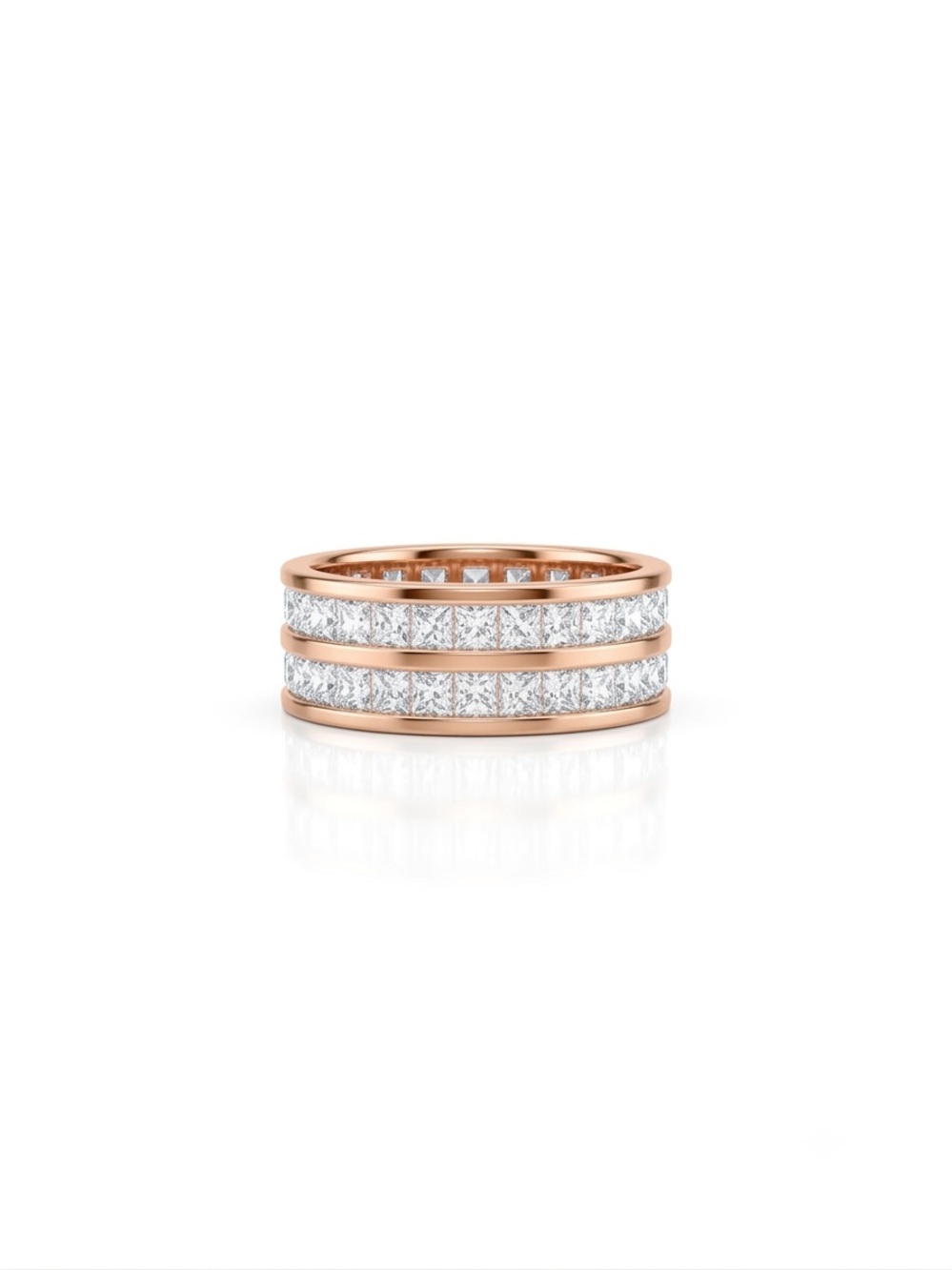 18K Rose Gold filled NEW Multi-Row Pave Ring, Size 7